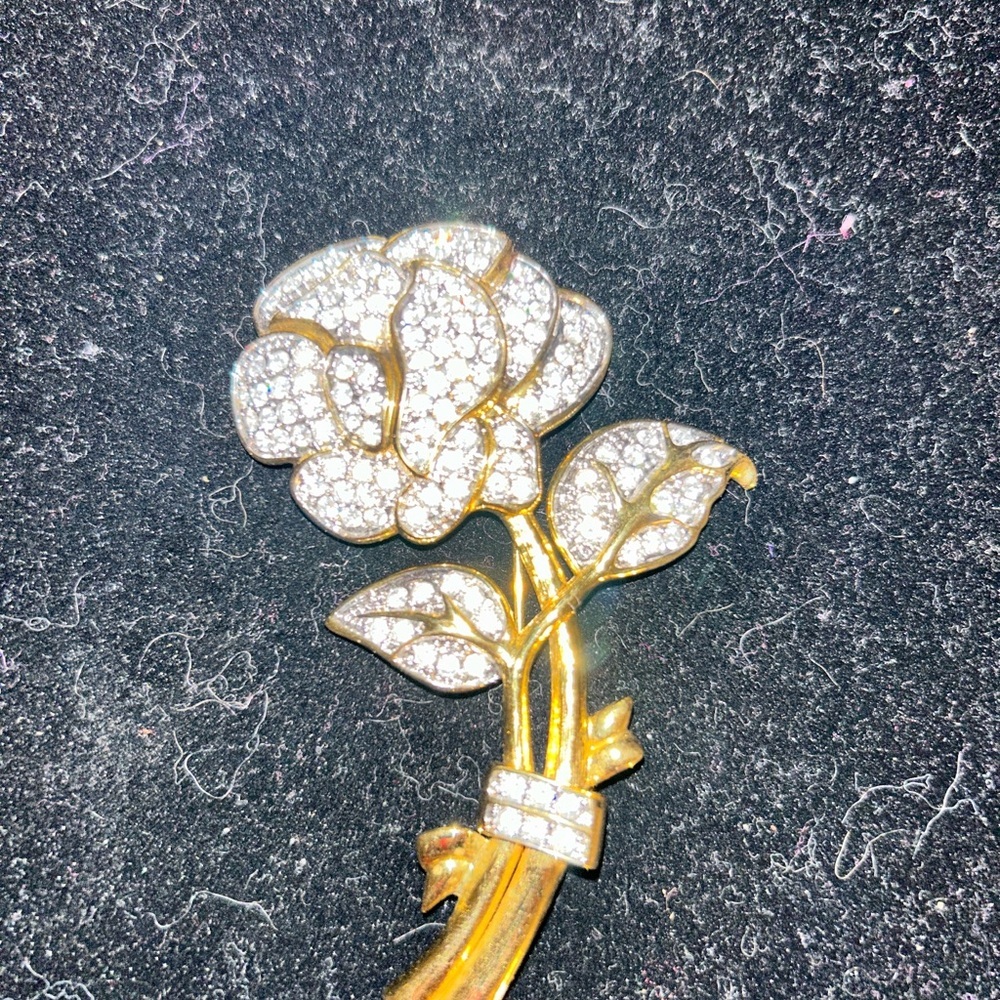 Nolan Miller Gold and Silver Rose Brooch - Picture 5 of 5